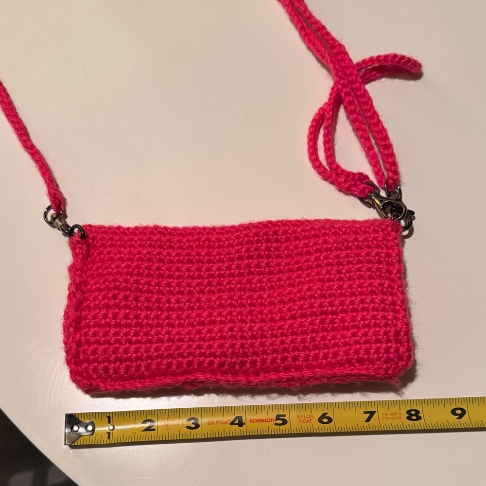 Handcrafted Hot Pink Crochet Crossbody Bag - Picture 9 of 13